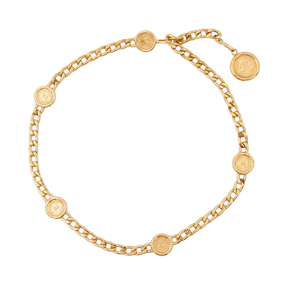 Chanel Coin Motif Belt Plated Gold