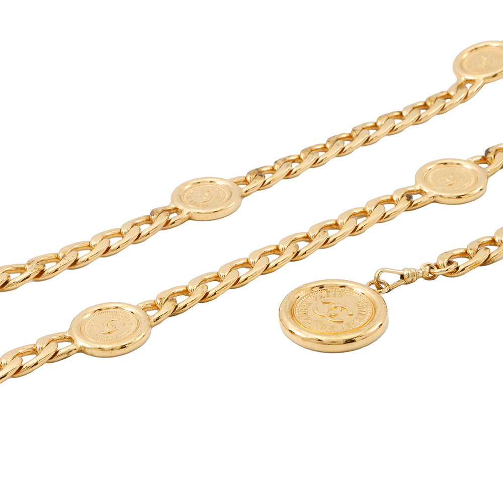 Chanel Coin Motif Belt Plated Gold