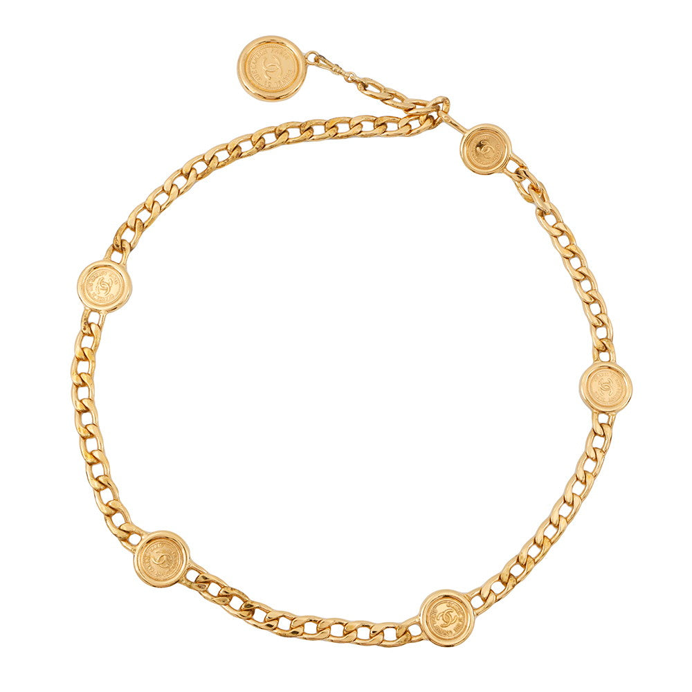 Chanel Coin Motif Belt Plated Gold
