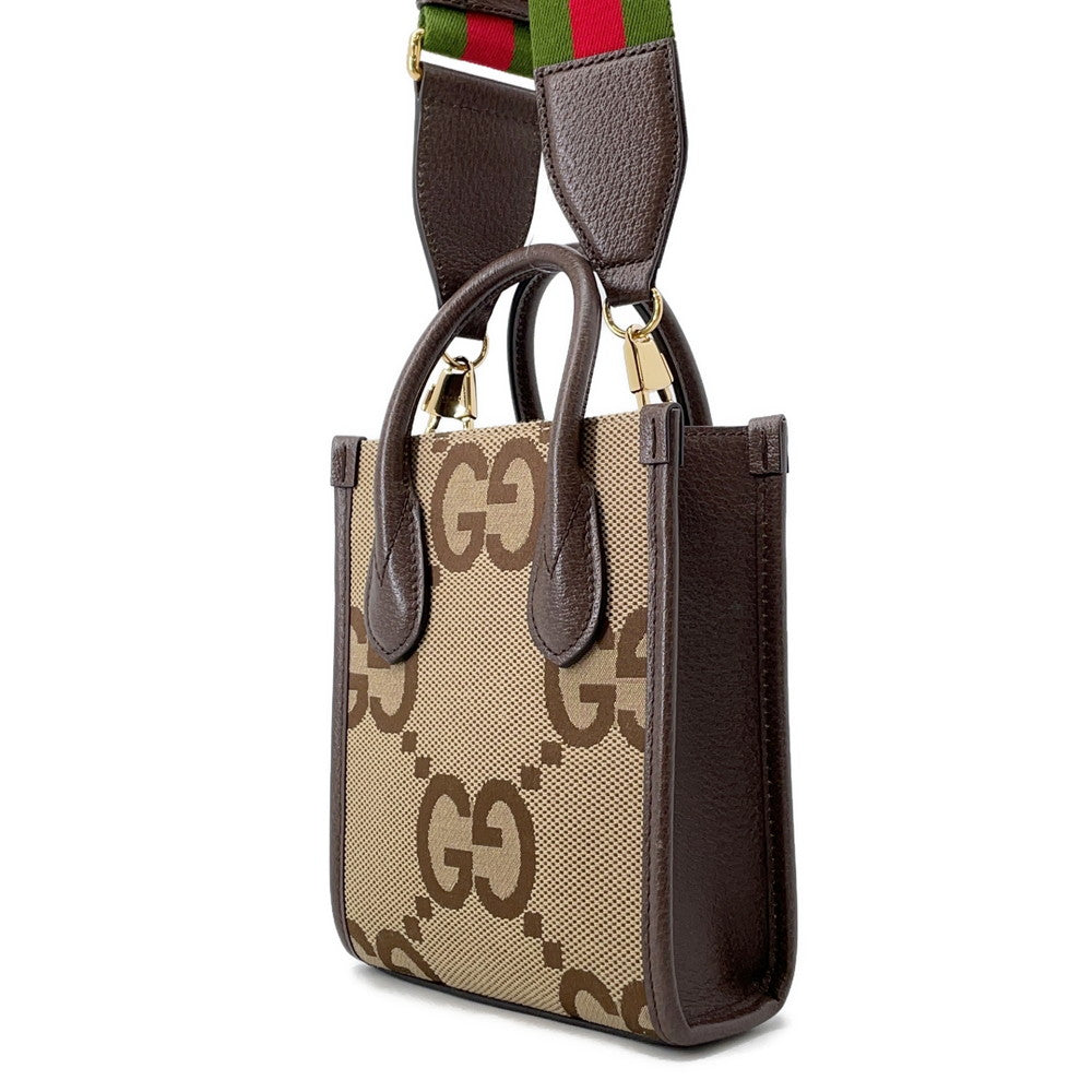 Gucci Jumbo 2Way Shoulder Bag Beige699406 Size Mini Leather Canvas