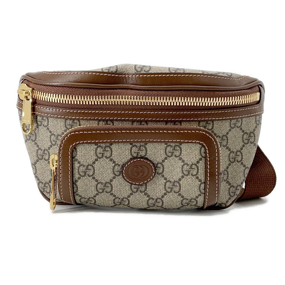 Gucci Interlocking G Brown682933 GG Supreme Leather Beige Belt