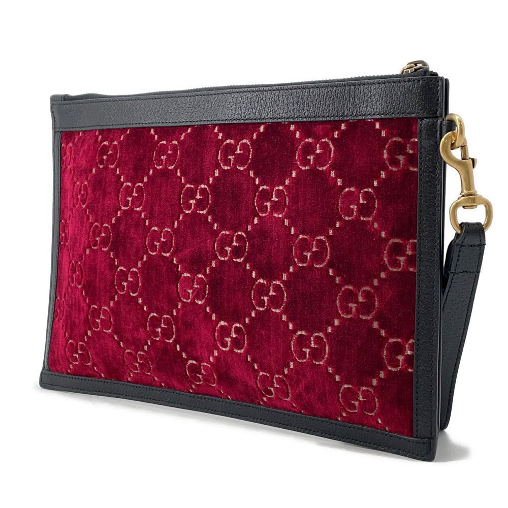Gucci GGVelvet Black575371 Velvet Leather Red Clutch Bag