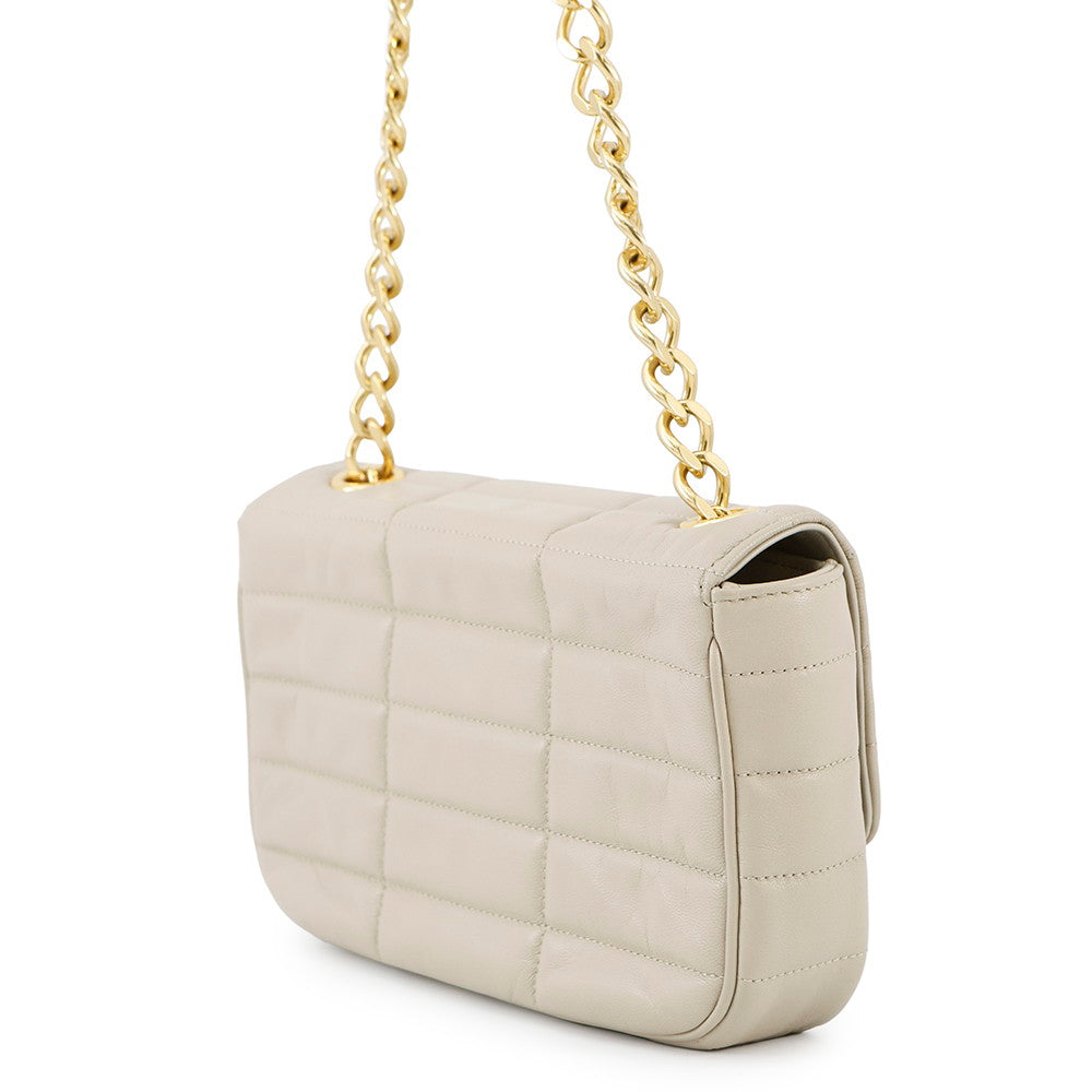 Mono Chrome Chainshoulder Bag Greige Leather Matelasse