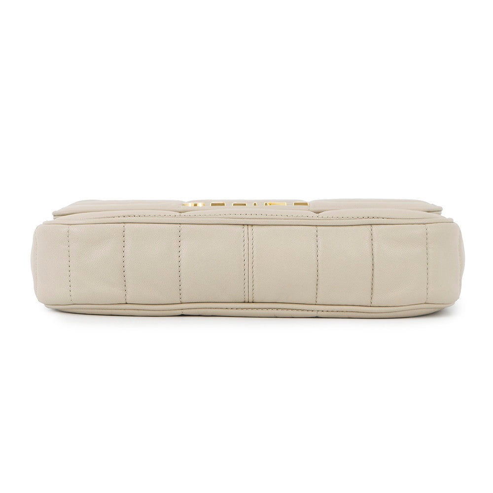 Mono Chrome Chainshoulder Bag Greige Leather Matelasse