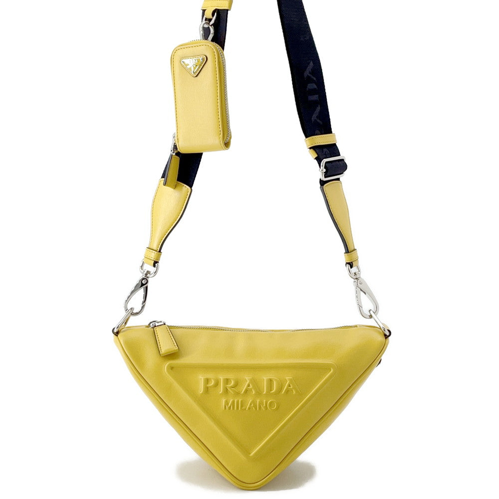 Triangle Shoulder Bag Yellow Bh Leather