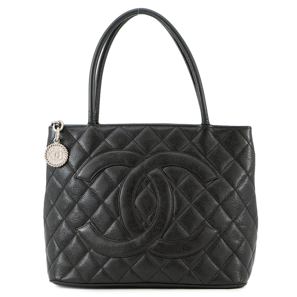 Chanel Medallion BlackA01804 Caviar Leather Tote Bag