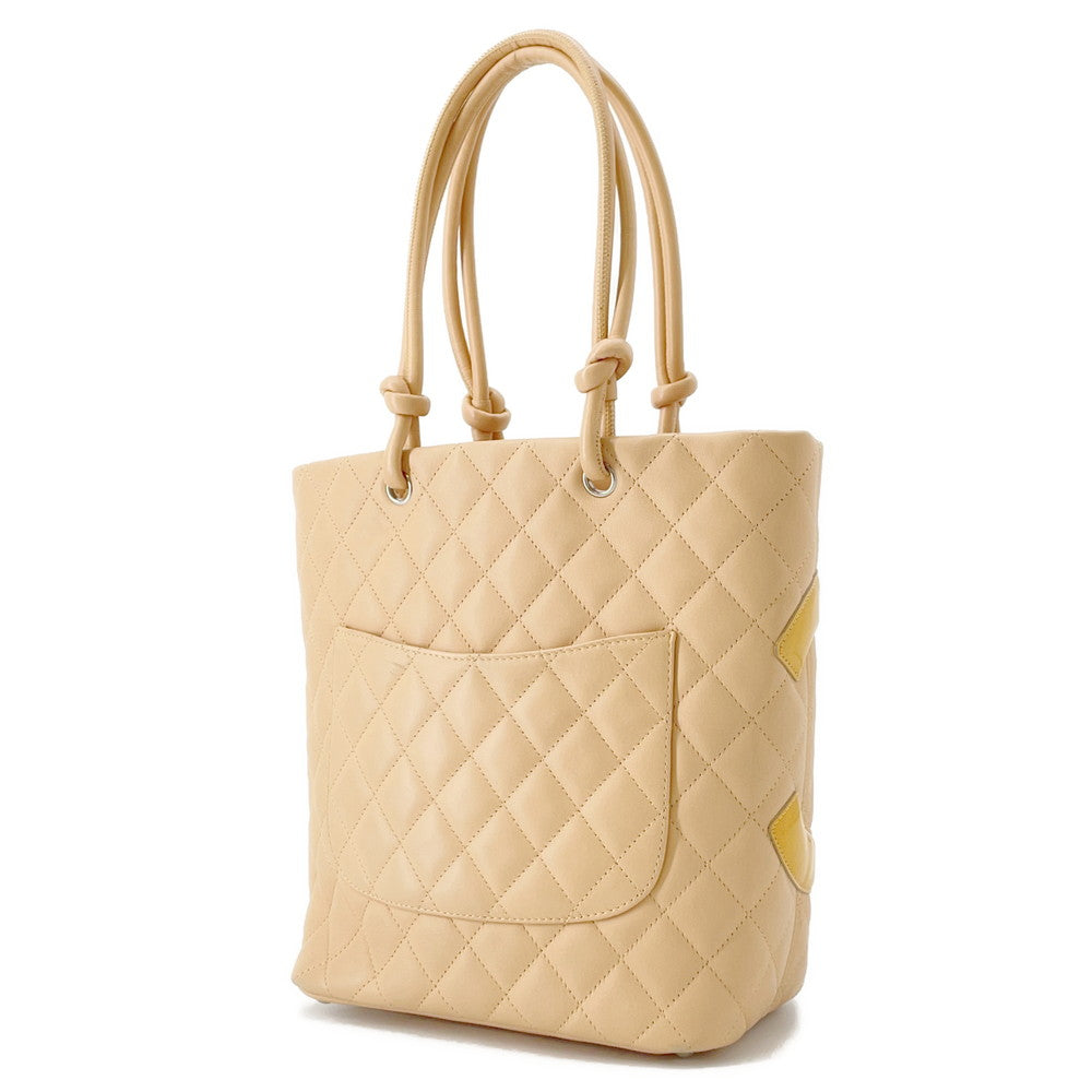 Chanel Cambon line BeigeA25167 Lambskin Patent Leather Tote Bag