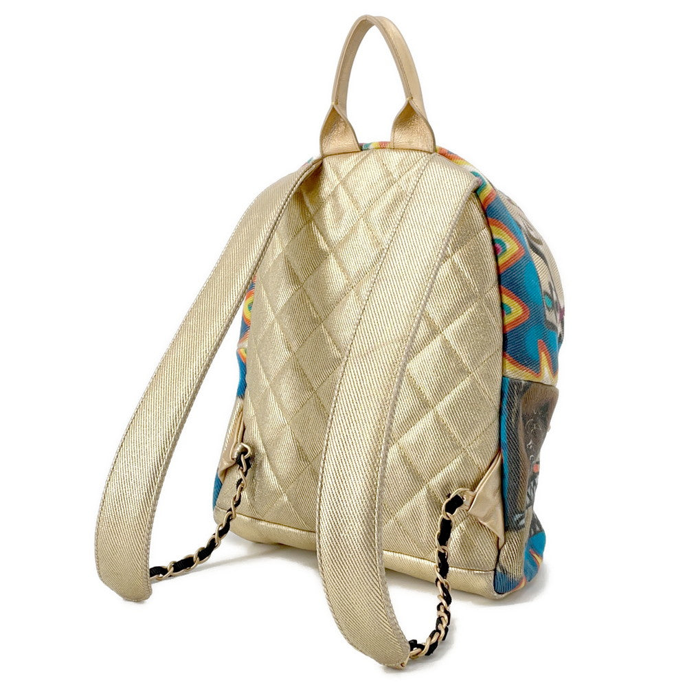 Chanel CC Logo Graffiti Backpack MulticolorAS0867 Gold Canvas Leather