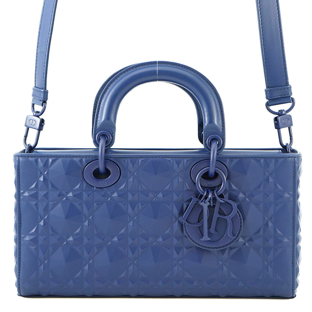 Dior Lady D Joy Cannage Way Bag Navym Leather Medium Travel Bag