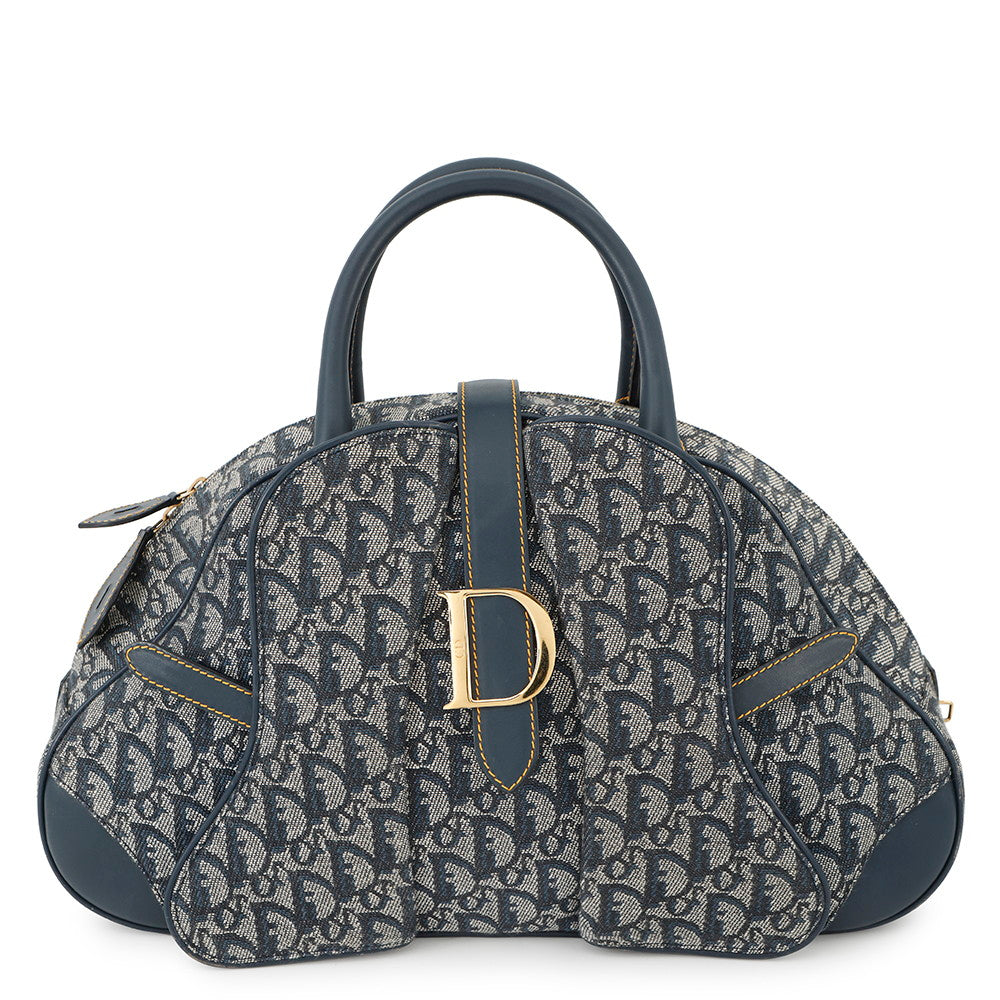 Dior Handbag ?Trotter double saddlebag Leather Canvas Navy