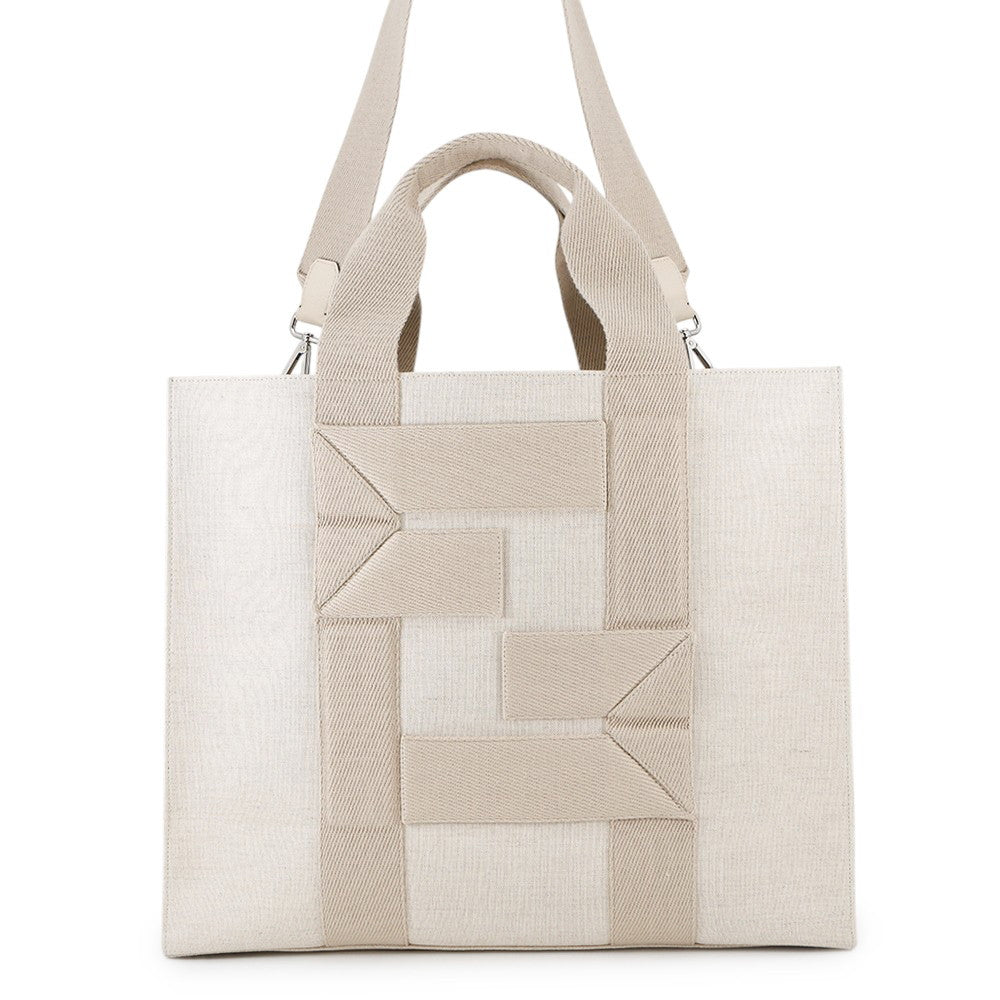 Fendi Shopping Bag Beige7Va558 Canvas Tote Bag