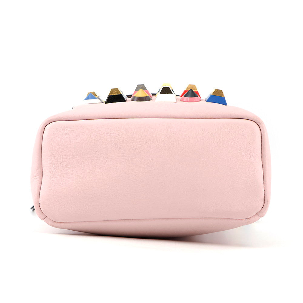 Fendi Bolsa Vitto Dolce Studded Shoulder Bag Pink8Bt281 Leather