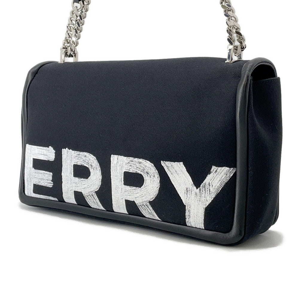 Burberry Roller Chainshoulder Shoulder Bag Leather Canvas Black