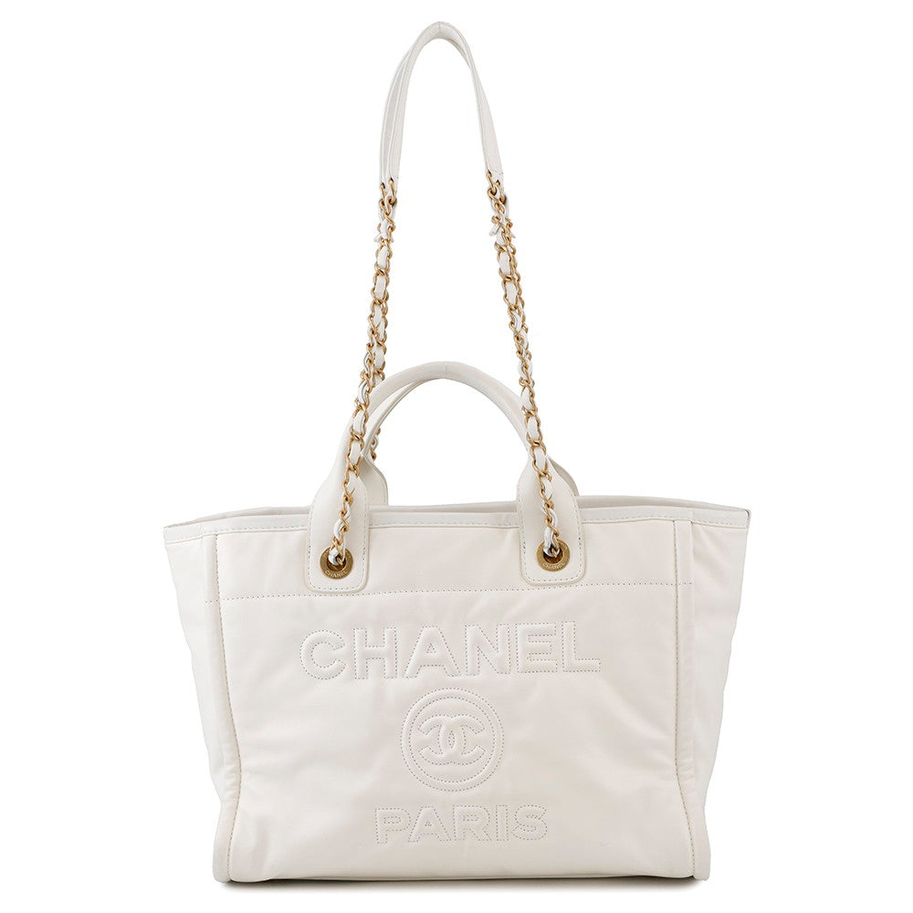 Chanel Deauville Line 2WAYBag WhiteAS3351 MM Leather Handbag