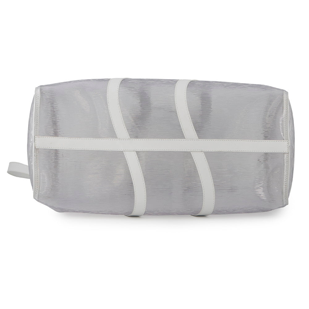Louis Vuitton Plage Keepall Bandouliere TransparentM55814 PVC Epi Leather White Travel Bag