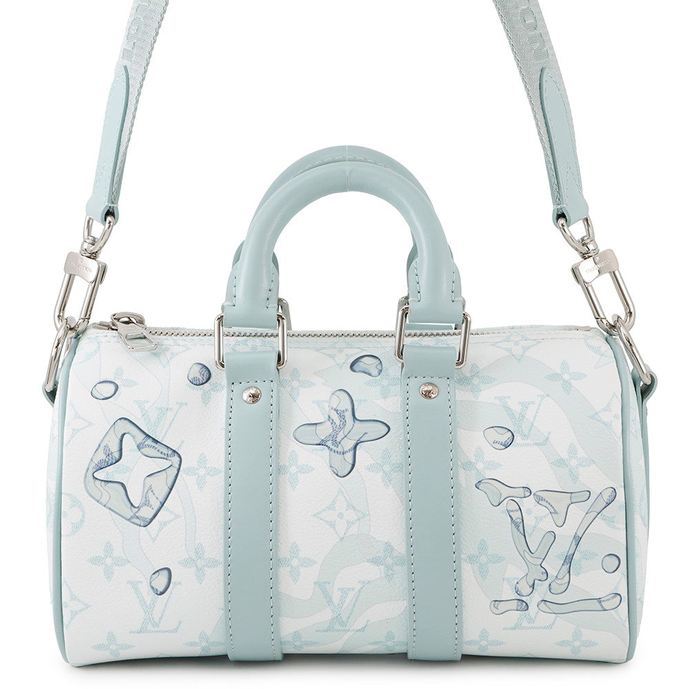 Louis Vuitton Keepall Bandouliere Light BlueM22527 Aqua Monogram Travel Bag