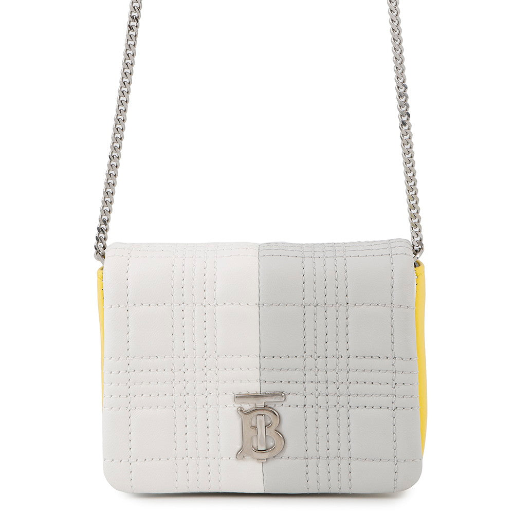 Burberry Tb Lola Handbag Leather White Gray Travel Bag