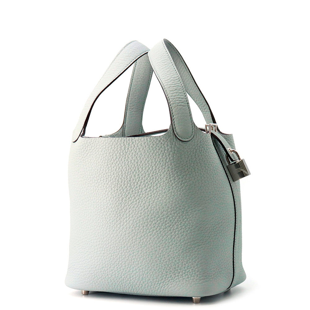 Picotin Lock Gacier Taurillon Clemence Size Pm Blue Travel Bag