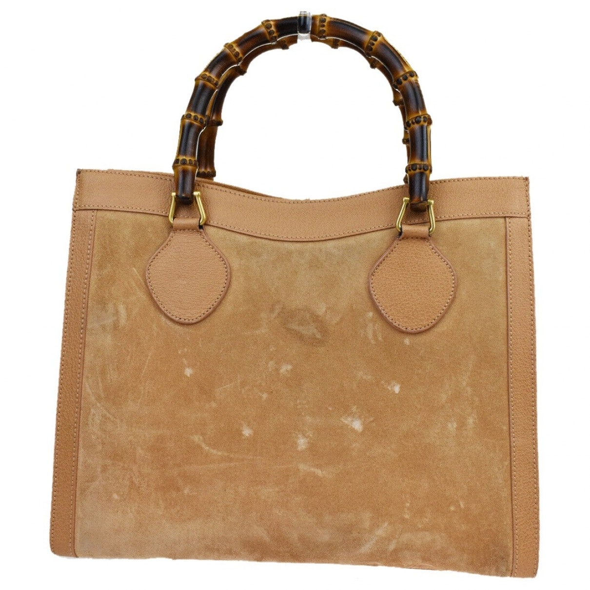 Gucci bamboo camel suede handbag