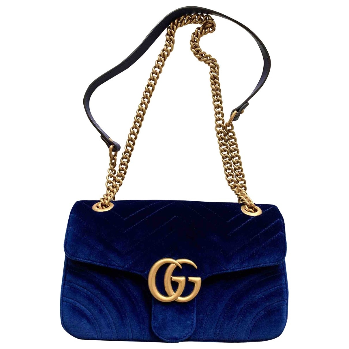 Gucci marmont blue velvet handbag