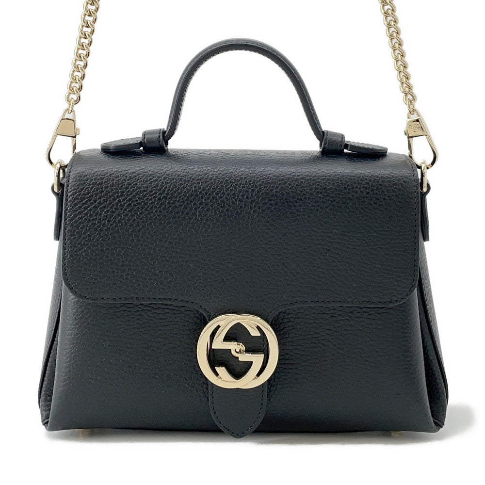 Gucci Interlocking G Black510302 Leather Travel Bag