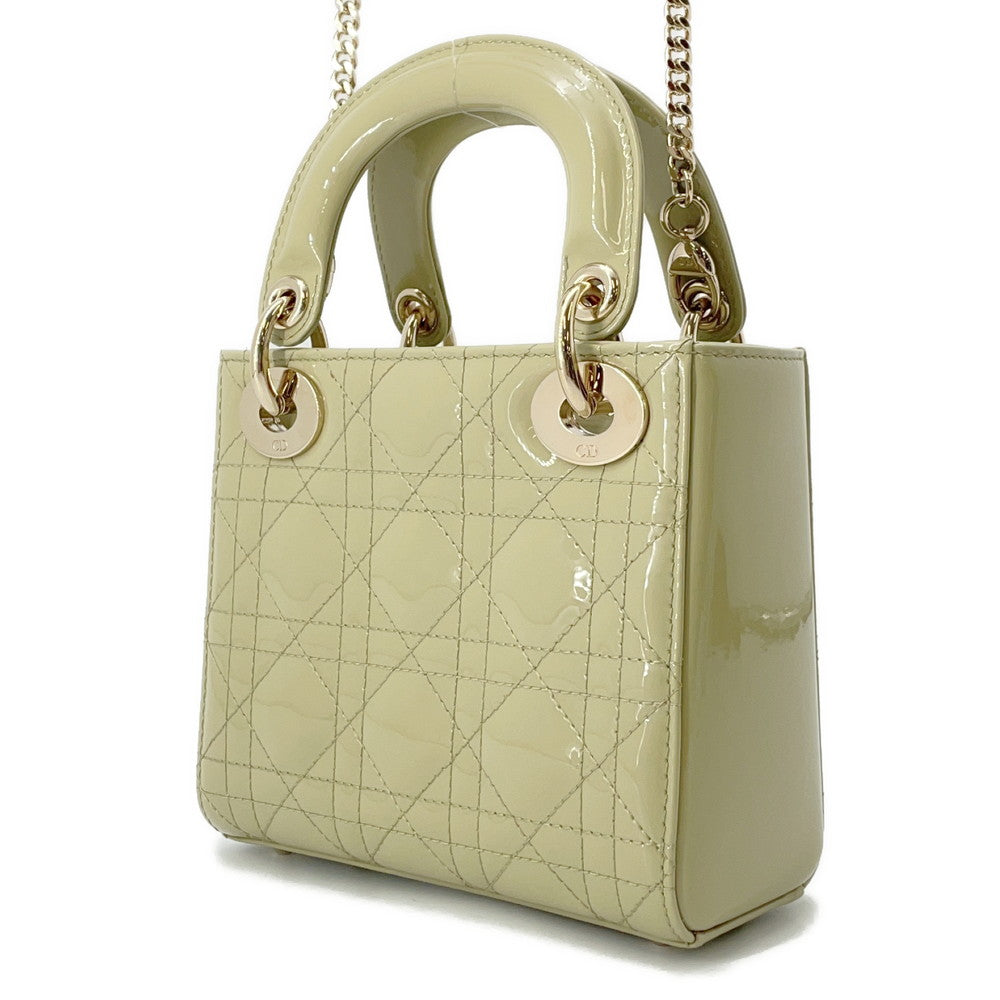 Dior Lady Wayhandbag Light Patent Size Leather Green Travel Bag