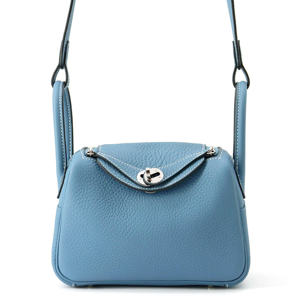 Lindy New Jean Taurillon Clemence Size Handbag Blue Mini Travel Bag