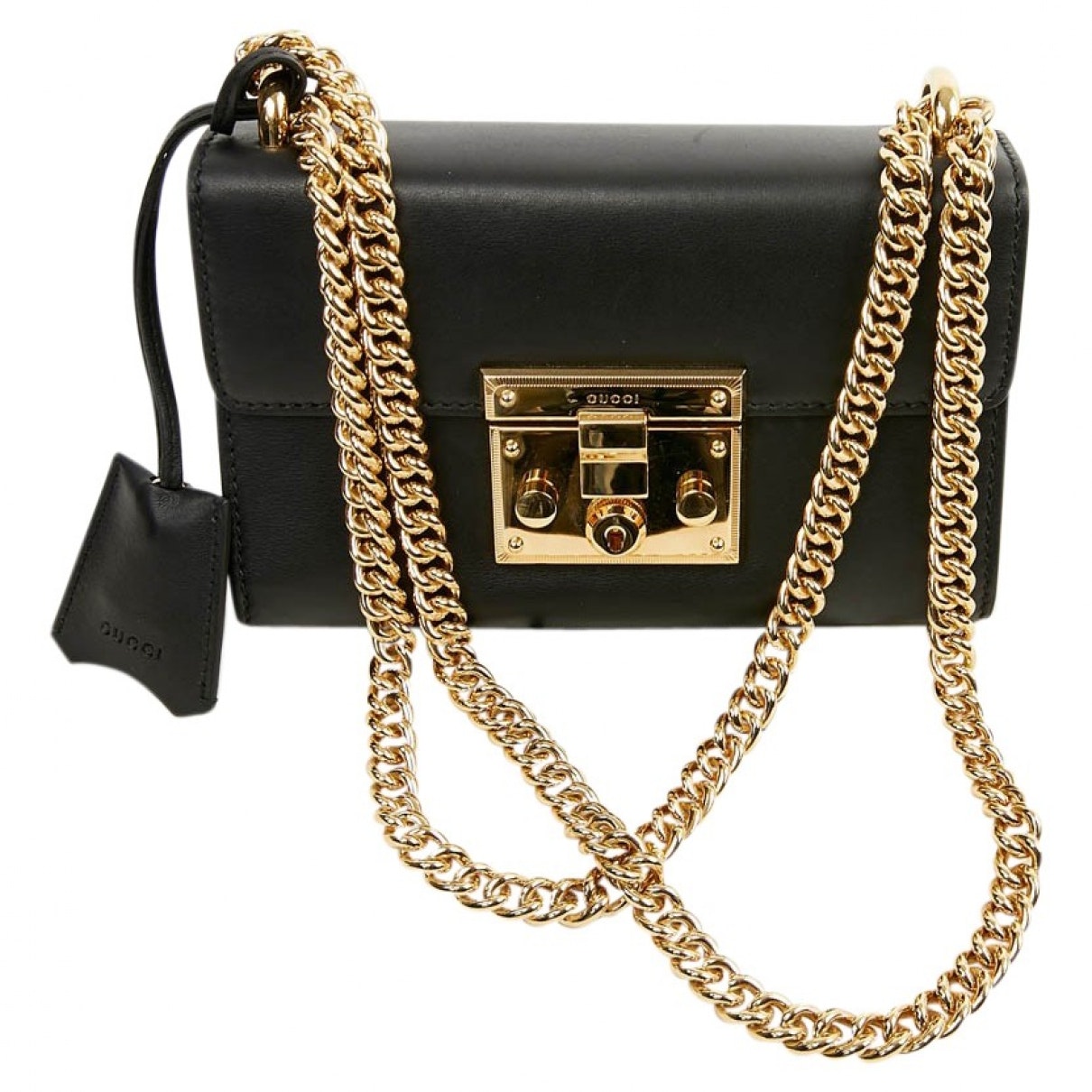Gucci padlock black leather handbag