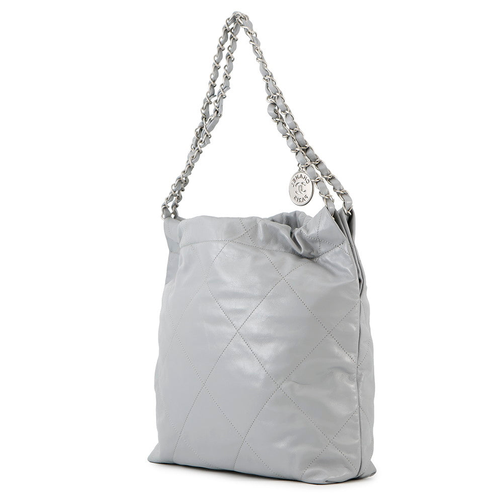 Chanel CHANEL22 GrayAS3260 Shiny Calf Small Leather Handbag