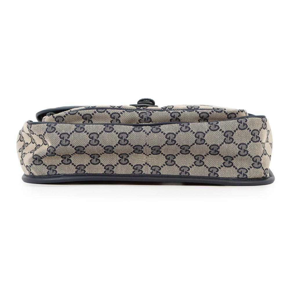 Gucci GG Children's Messenger Beige793823 Leather Canvas Navy Travel Bag