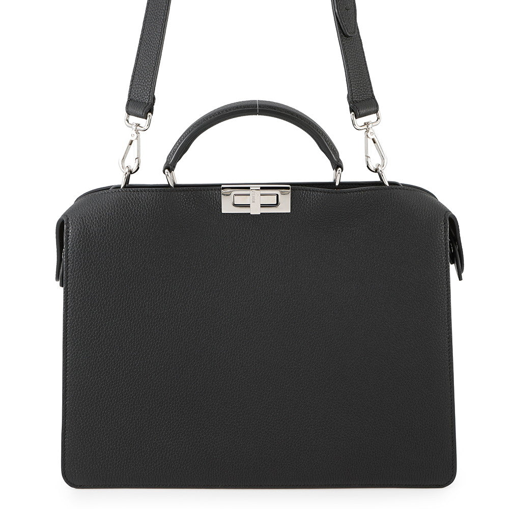 Fendi Peekaboo Icy You Black7Va529 Leather Medium Travel Bag