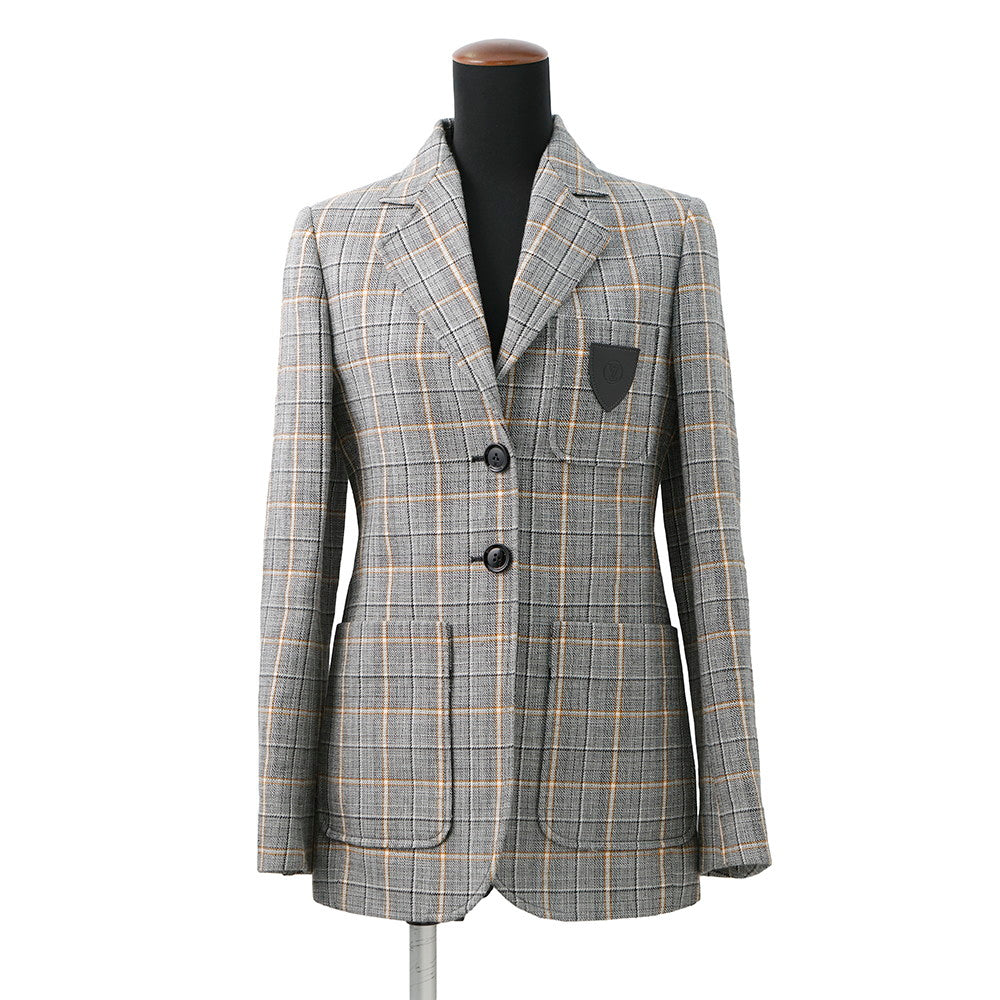 Louis Vuitton Trim Check Jacket Size 34 Leather Nylon Wool Black Apparel
