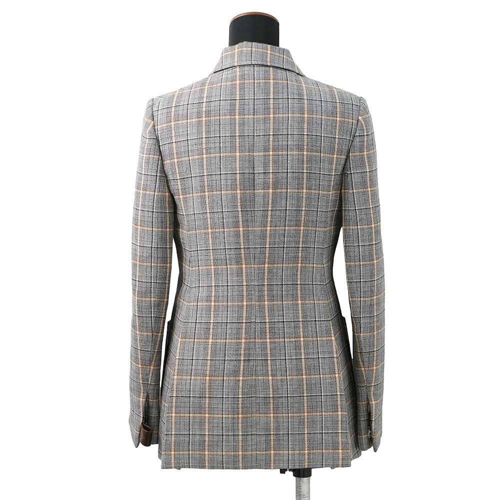 Louis Vuitton Trim Check Jacket Size 34 Leather Nylon Wool Black Apparel