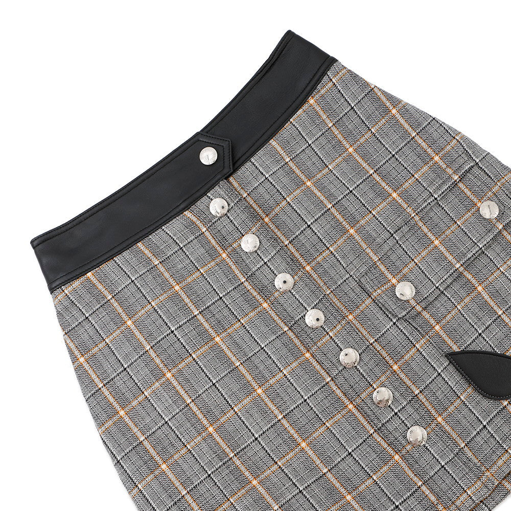 Louis Vuitton Trim Check Size 36 Gray Leather Nylon Wool Black Apparel