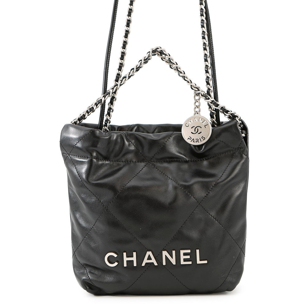Chanel CHANEL22 ChainShoulder BlackAS3980 Shiny Calf Leather Shoulder Bag 2