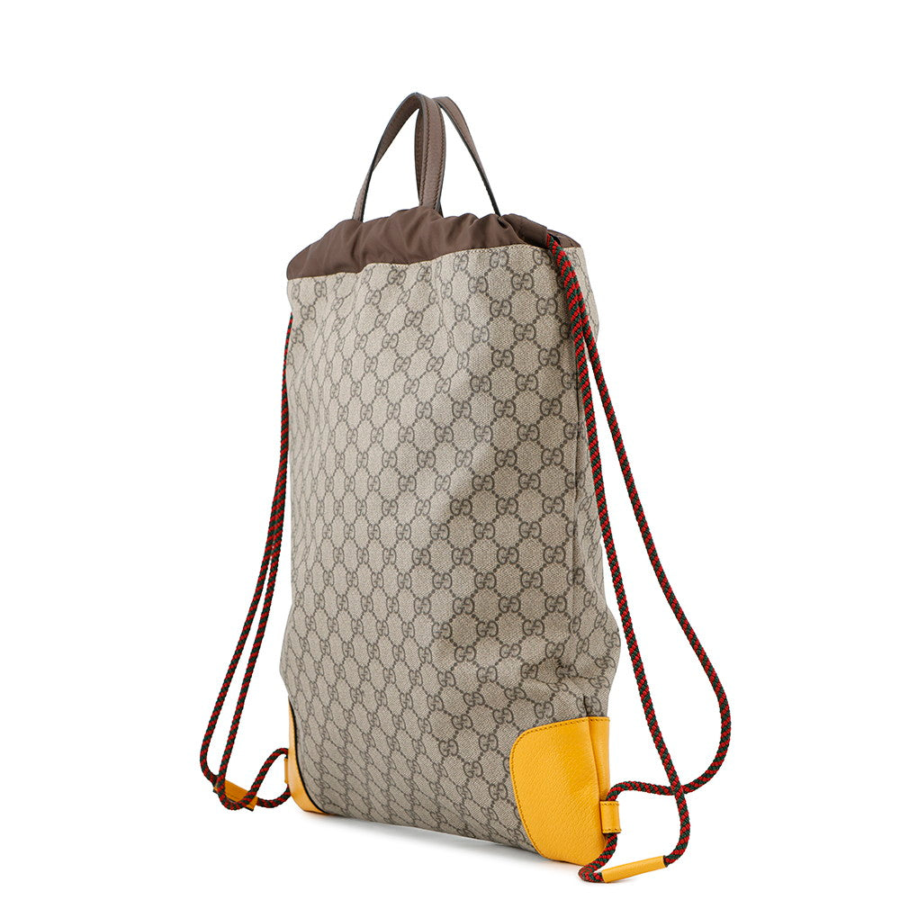 Gucci GG Supreme DrawstringBag Brown473872 PVC Leather Jewelry
