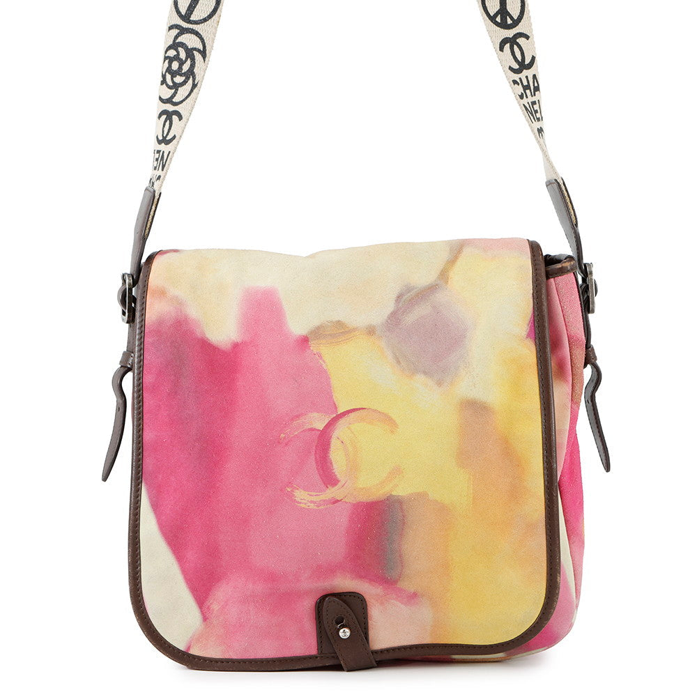 Chanel CC Logo Embroidery Messenger MulticolorA90809 Suede Leather Messenger Bag