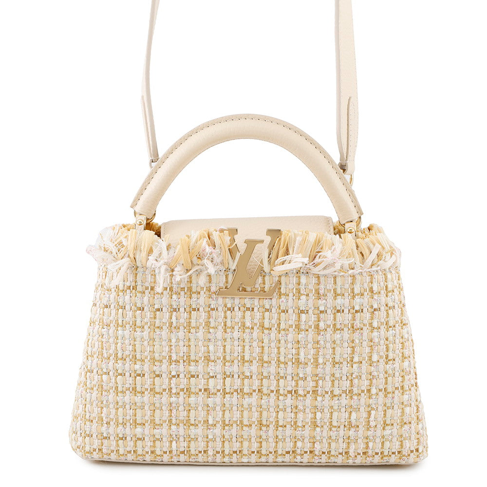 Louis Vuitton Capucines BeigeM22181 Tweed Raffia Cotton Hat