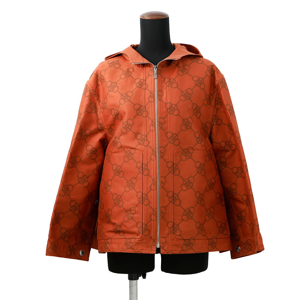 Printed Serie Button Hooded Blouson Size Brique Travel Bag