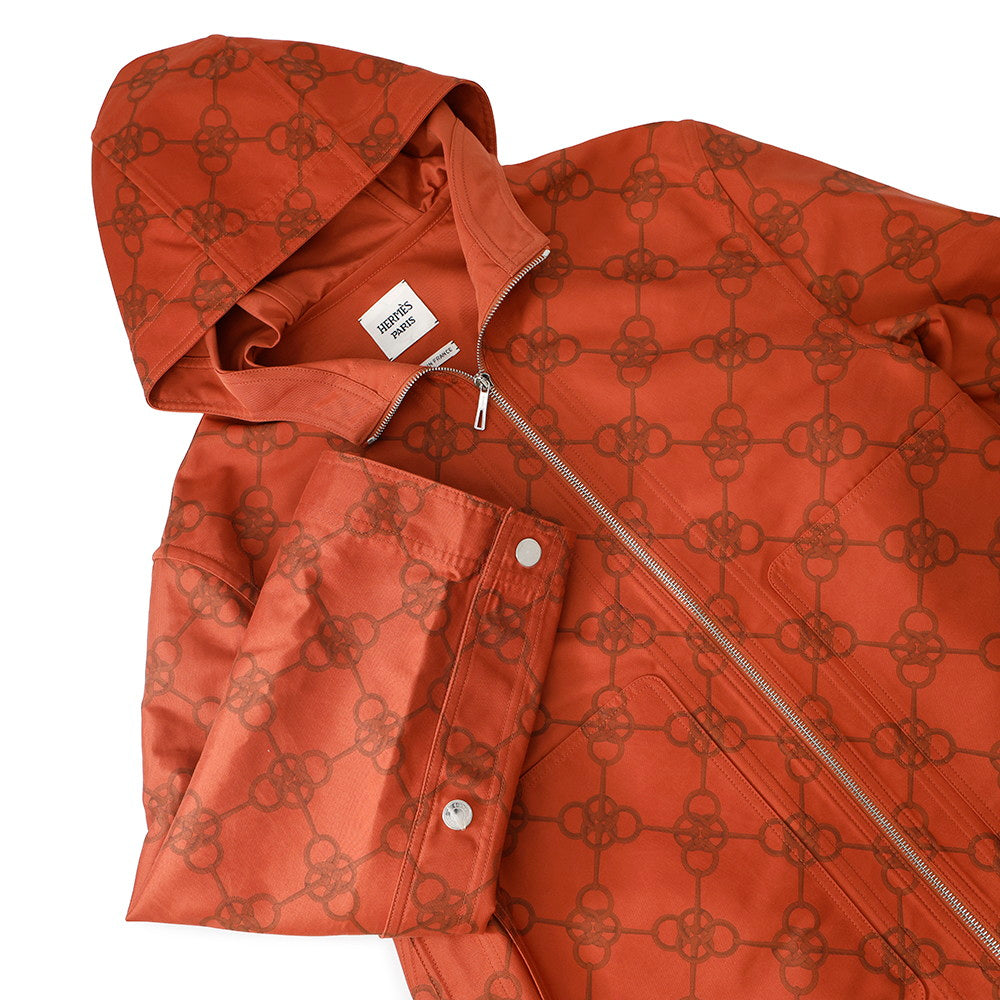 Printed Serie Button Hooded Blouson Size Brique Travel Bag