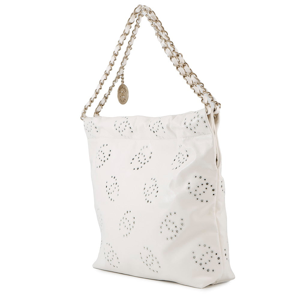 Chanel CHANEL22 ChainShoulder Punching WhiteAS3260 Shiny Calf Small Leather Shoulder Bag