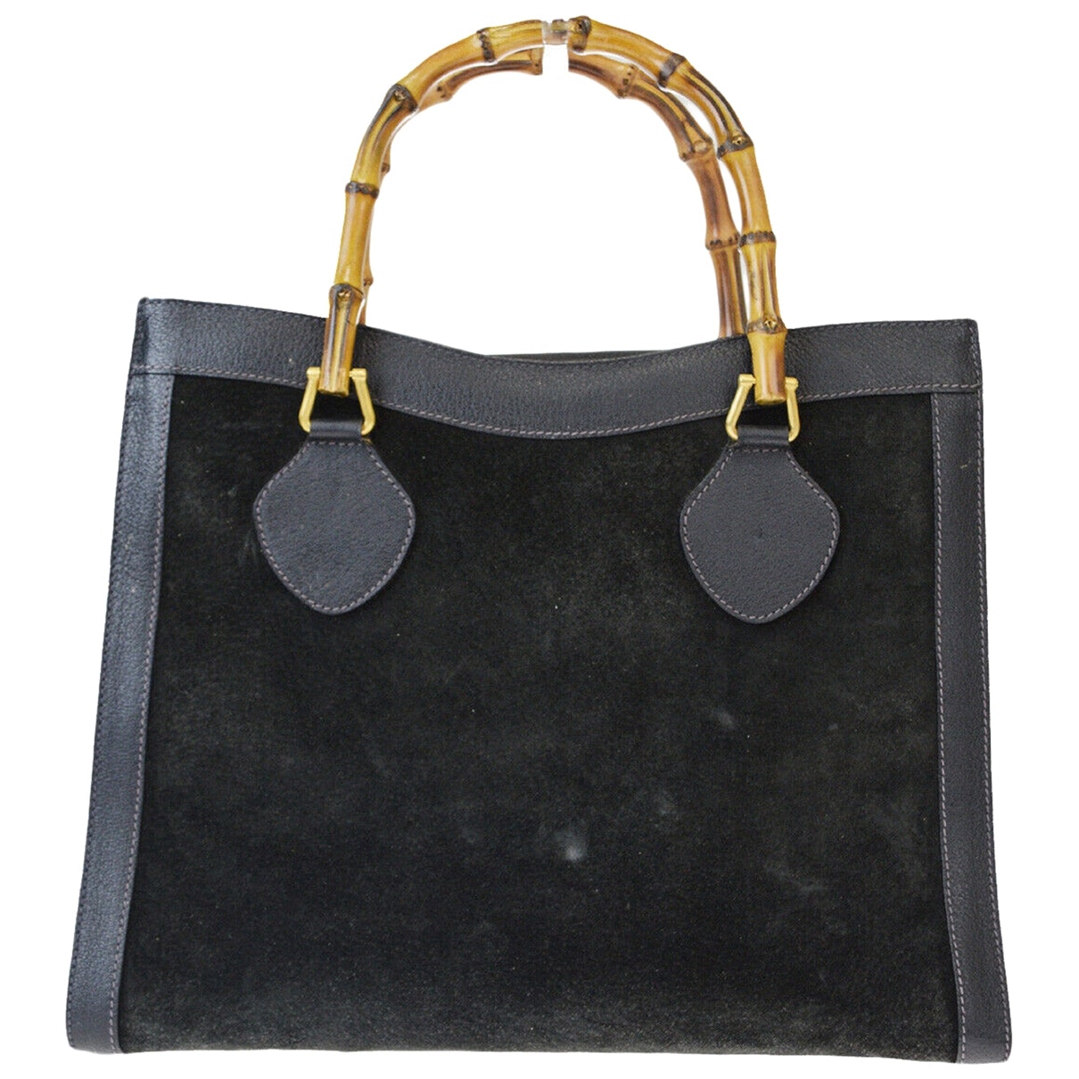 Gucci bamboo black suede handbag