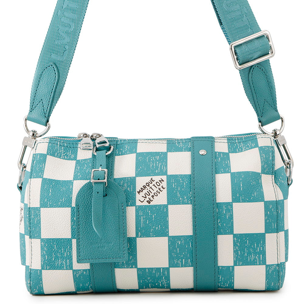 Louis Vuitton City Keepall Turquoise WhiteN50076 checkerboard Damier Travel Bag