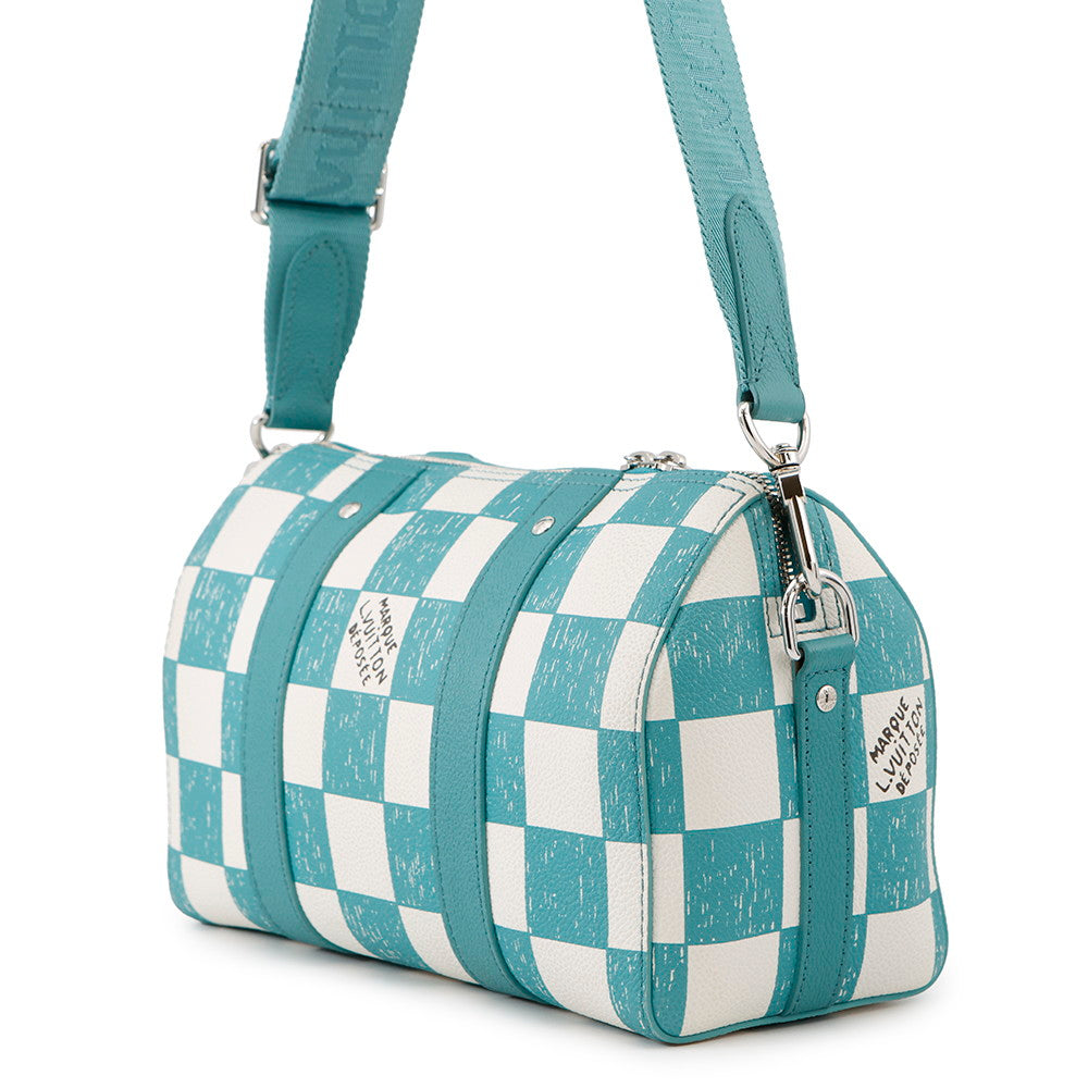 Louis Vuitton City Keepall Turquoise WhiteN50076 checkerboard Damier Travel Bag