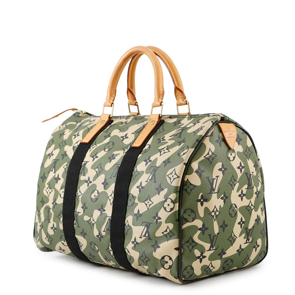 Louis Vuitton Speedy KhakiM95773 Monogramou Flage Takashi Murakami Handbag