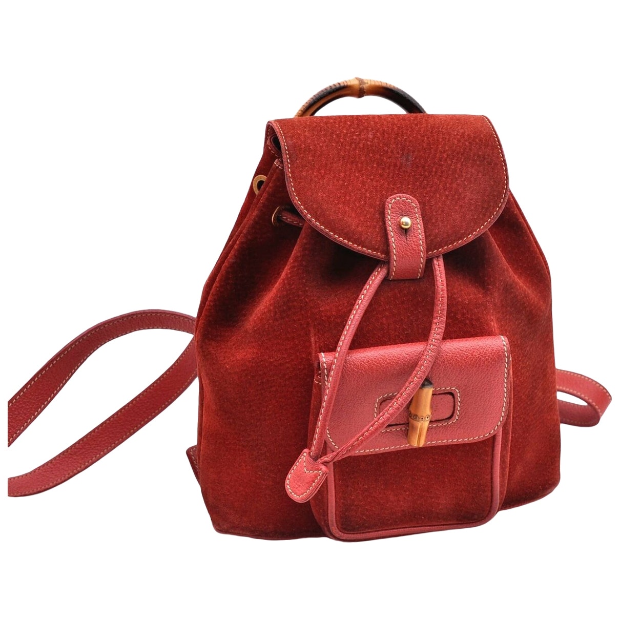 Gucci red leather backpacks