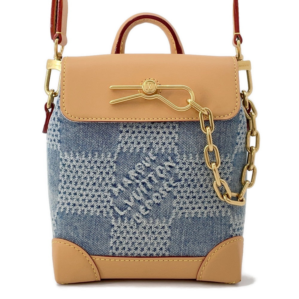 Louis Vuitton Steamer Summer 's BeigeN40751 ・Denim Damier Blue Nano Handbag