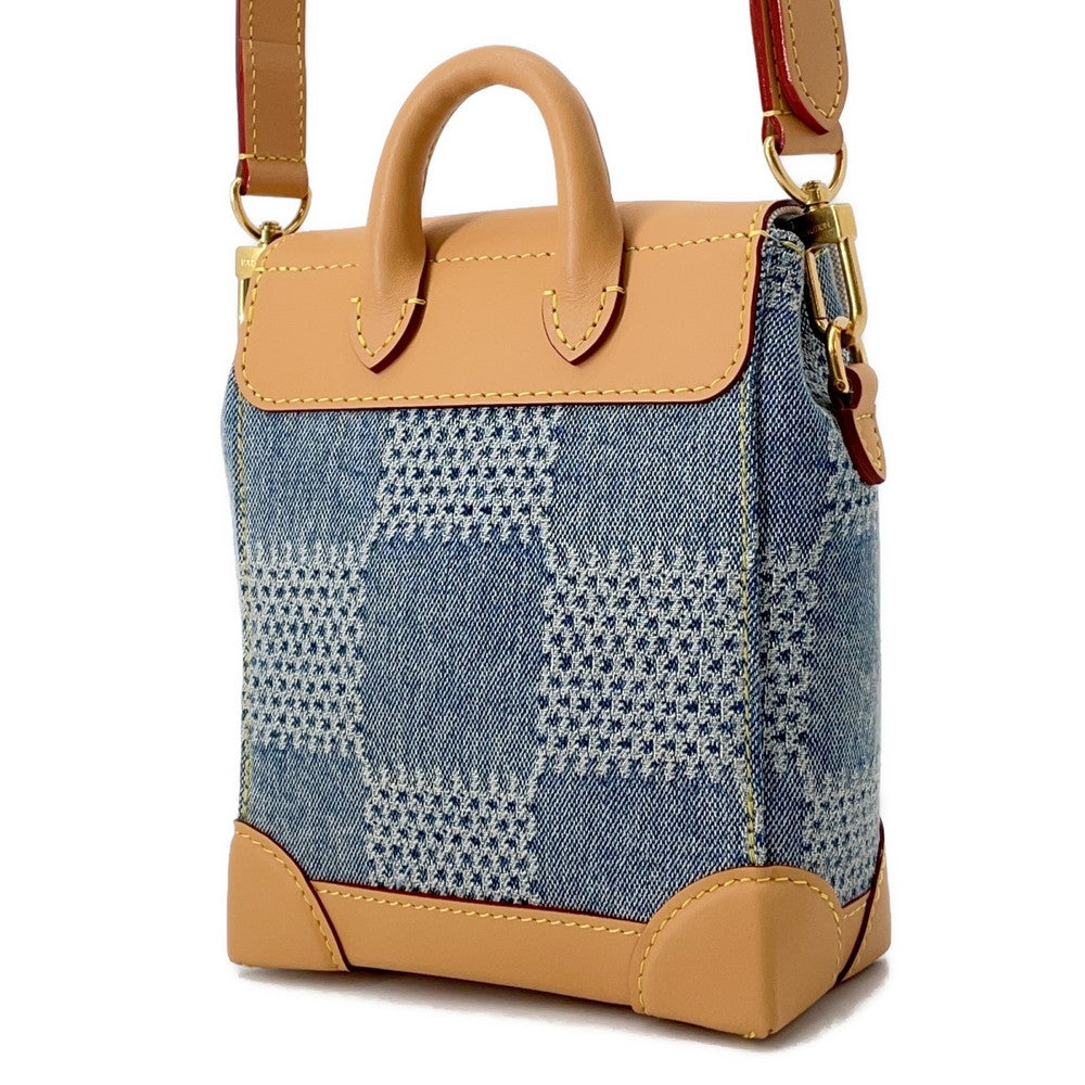 Louis Vuitton Steamer Summer 's BeigeN40751 ・Denim Damier Blue Nano Handbag