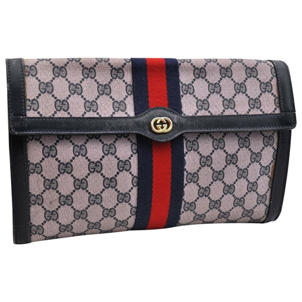 Gucci navy synthetic clutch bag