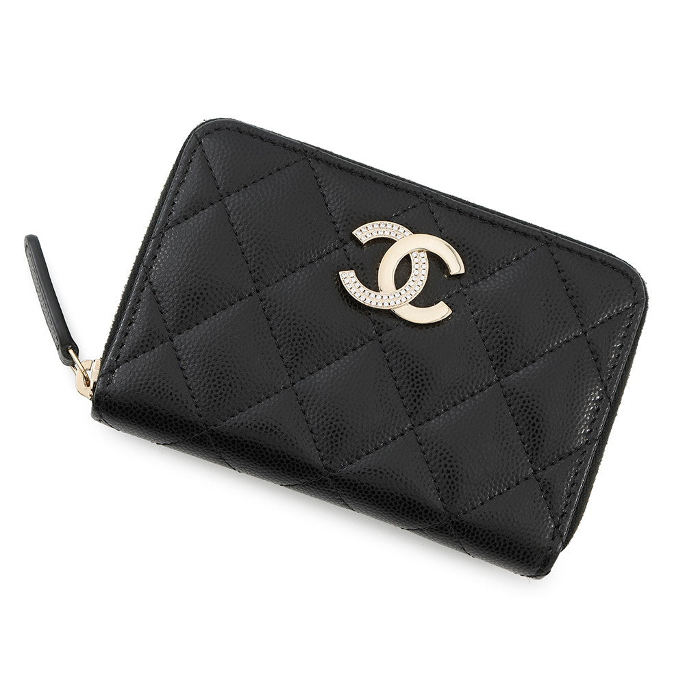Chanel Matelasse Classic Zip Coin Purse BlackAP4341 Leather Wallet Case